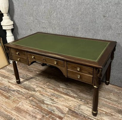 Empire Center Desk with Swan Necks in Mahogany, 1940s-MWB-2035889