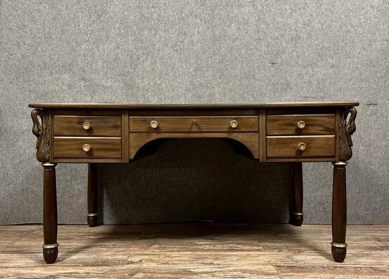 Empire Center Desk with Swan Necks in Mahogany, 1940s-MWB-2035889