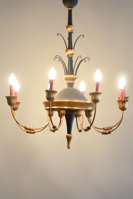 Empire Chandelier in Carved Pear, Steel & Gold Leaves, Austria, 1800s-WHY-1777985