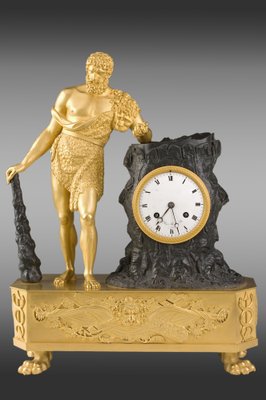 Empire Clock in Ormolu and Patinated Bronze-LQ-1752155