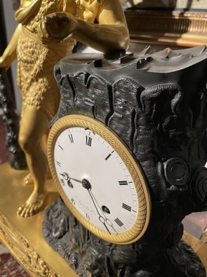 Empire Clock in Ormolu and Patinated Bronze-LQ-1752155