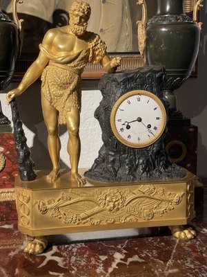 Empire Clock in Ormolu and Patinated Bronze-LQ-1752155