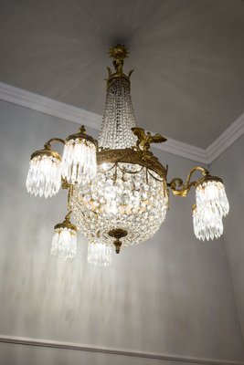 Empire Crystal Chandelier, 1920s-QES-2041763