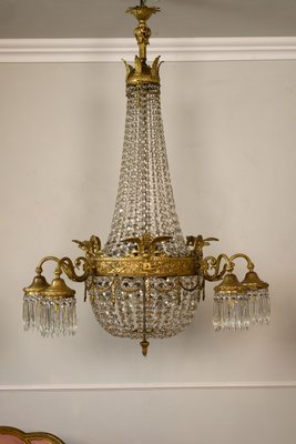 Empire Crystal Chandelier, 1920s-QES-2041763