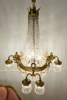 Empire Crystal Chandelier, 1920s-QES-2041763