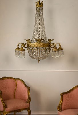 Empire Crystal Chandelier, 1920s-QES-2041763