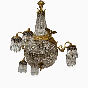 Empire Crystal Chandelier, 1920s-QES-2041763