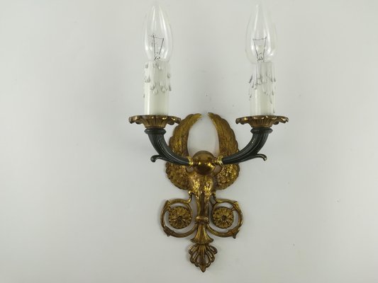 Empire Fire Gilded Candlestick Wall Light, 1900s-KDB-1287050