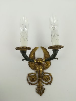 Empire Fire Gilded Candlestick Wall Light, 1900s-KDB-1287050