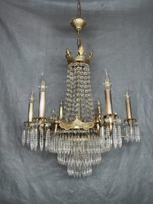 Empire French Brass Chandelier, 1930s-NSG-2036589