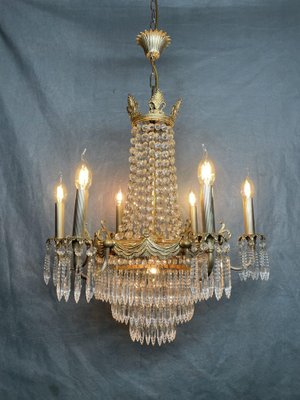 Empire French Brass Chandelier, 1930s-NSG-2036589