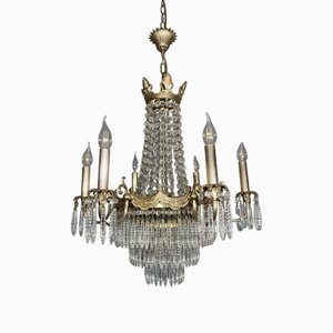 Empire French Brass Chandelier, 1930s-NSG-2036589