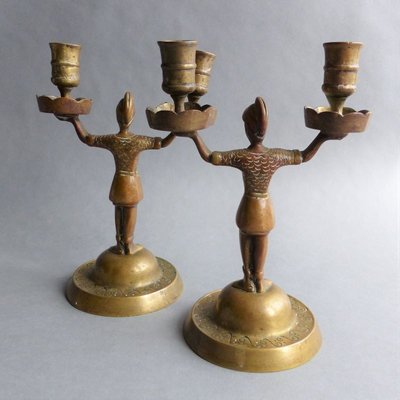 Empire French Bronze Candleholders, 1800s, Set of 2-WK-739836