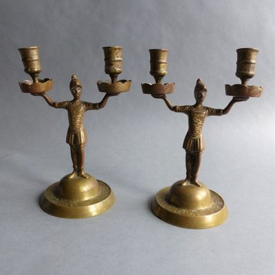 Empire French Bronze Candleholders, 1800s, Set of 2-WK-739836