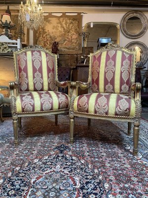 Empire French Gilt Wood Chairs, Set of 2-NSG-1773817