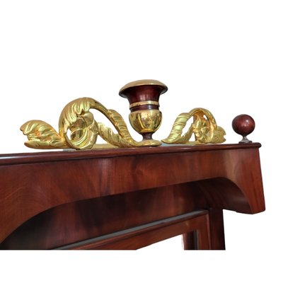 Empire French Mahogany Console Table with Marble Top and Mirror with Gilt Carved Wood and Vase on Top-TCS-1760198