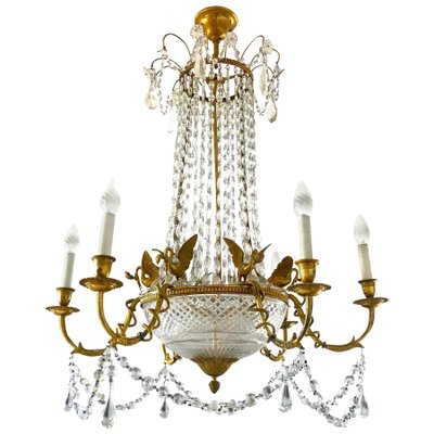 Empire Gilt Bronze and Cut Crystal Chandelier, 1815-MBH-1032741