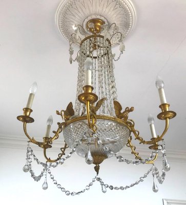 Empire Gilt Bronze and Cut Crystal Chandelier, 1815-MBH-1032741