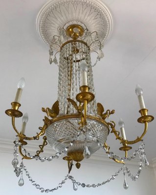 Empire Gilt Bronze and Cut Crystal Chandelier, 1815-MBH-1032741