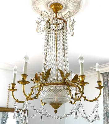 Empire Gilt Bronze and Cut Crystal Chandelier, 1815-MBH-1032741