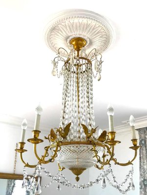 Empire Gilt Bronze and Cut Crystal Chandelier, 1815-MBH-1032741