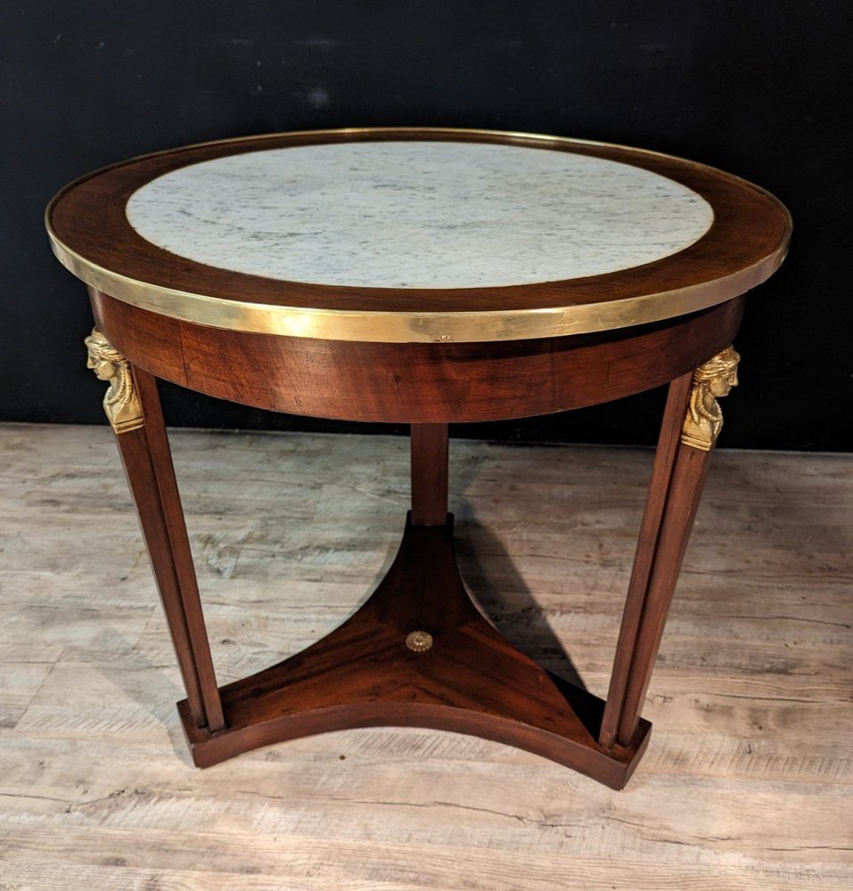 Empire Guéridon in Walnut and Marble