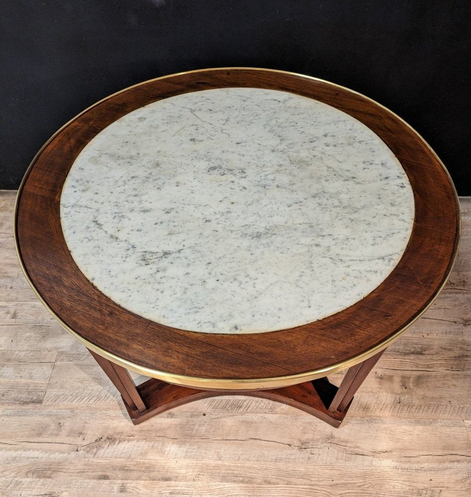 Empire Guéridon in Walnut and Marble