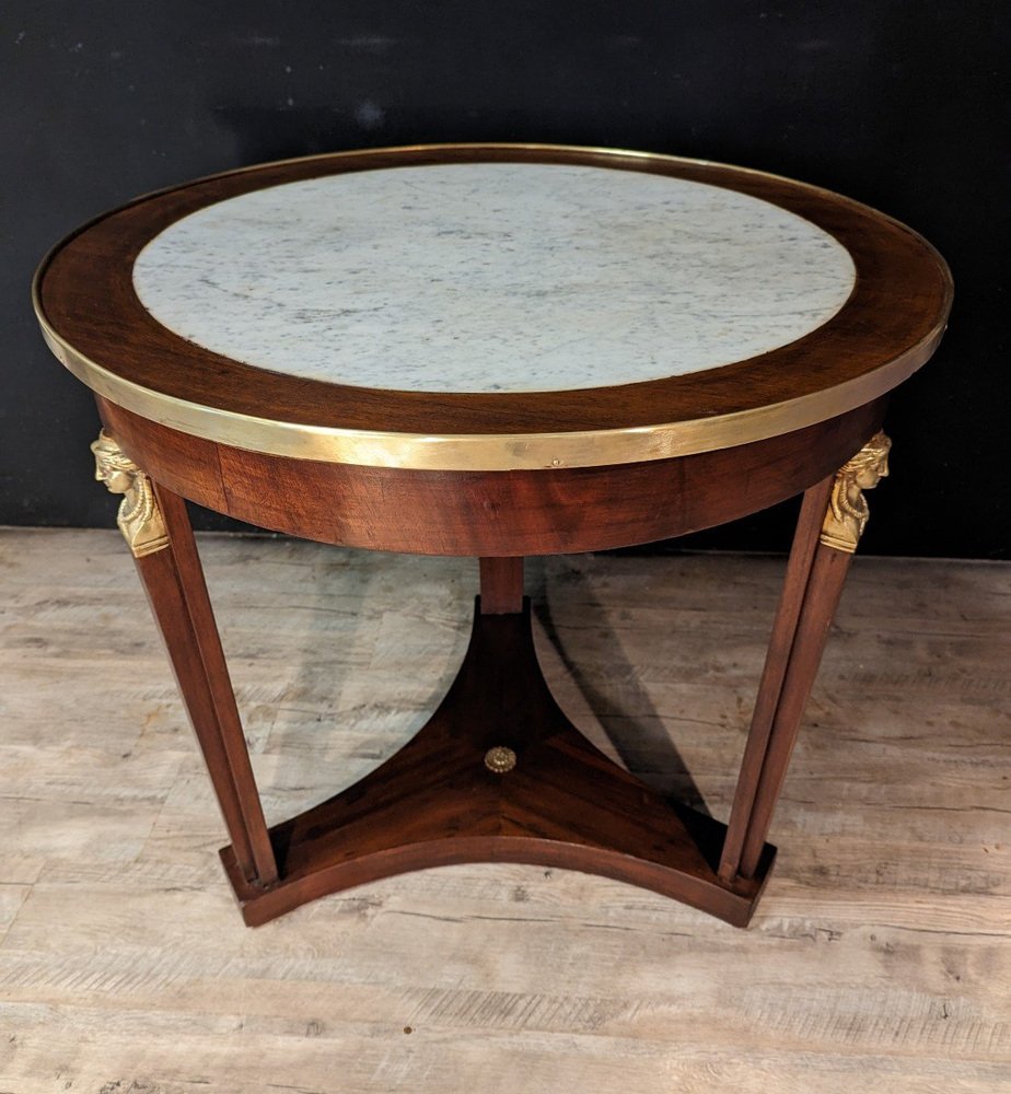 Empire Guéridon in Walnut and Marble