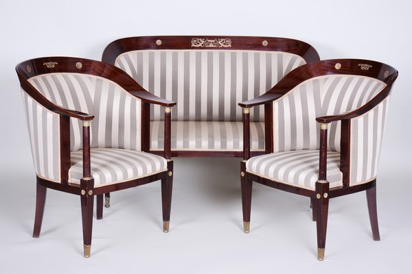 Empire Living Room Set in Mahogany, France, 1930s, Set of 3-WHY-1768702