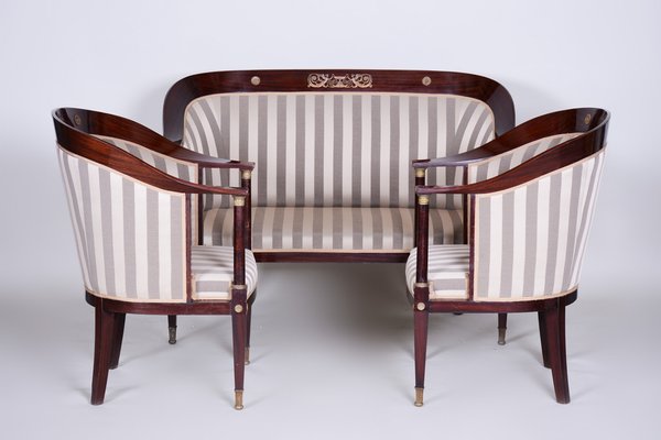 Empire Living Room Set in Mahogany, France, 1930s, Set of 3-WHY-1768702