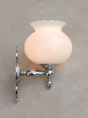 Empire Revival Wall Sconces in Opaline and Chrome, France, 1970, Set of 2-JUA-1752269