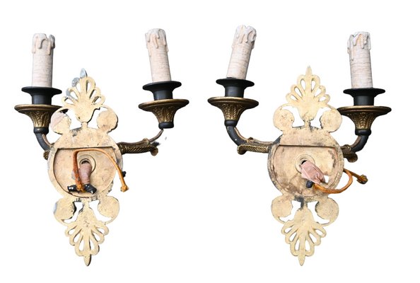 Empire Sconces in Gilt and Patinated Bronze, Set of 2-RIK-1772936