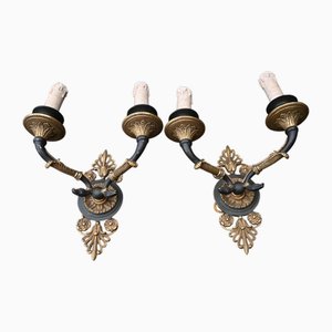 Empire Sconces in Gilt and Patinated Bronze, Set of 2-RIK-1772936