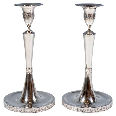 Empire Silver Candleholders by Johann Kaba, Vienna, Austria, 1803, Set of 2-EMT-1819625