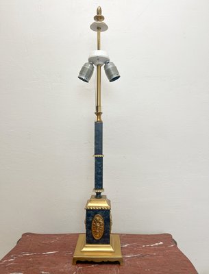 Empire Style Brass and Green Column Table Lamp, 1960s-WZZ-2024616