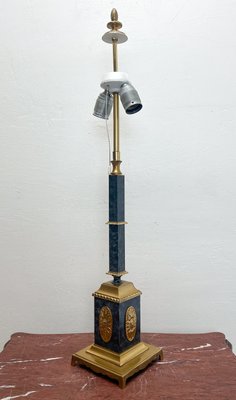 Empire Style Brass and Green Column Table Lamp, 1960s-WZZ-2024616