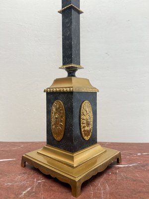 Empire Style Brass and Green Column Table Lamp, 1960s-WZZ-2024616