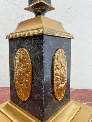 Empire Style Brass and Green Column Table Lamp, 1960s-WZZ-2024616