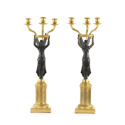 Empire Style Bronze Candlesticks, Set of 2-WMV-1127729