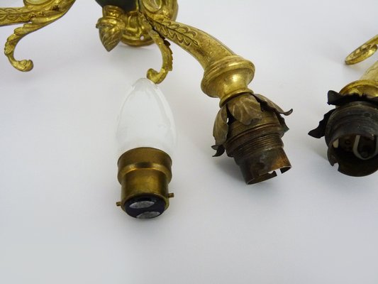 Empire Style Bronze Wall Lights, 1950s, Set of 2-MZP-1718644