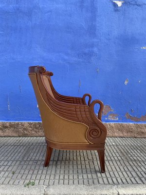 Empire Style Carved Leather Armchair-GOA-1777624