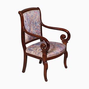 Empire-Style Carved Solid Mahogany Chair with Armrests, Late 19th Century-NJV-743669