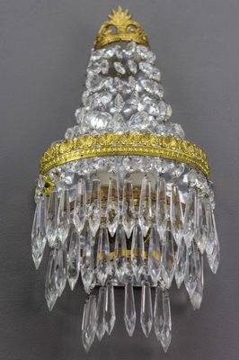 Empire Style Crystal and Brass Wall Lamp-KEG-989873