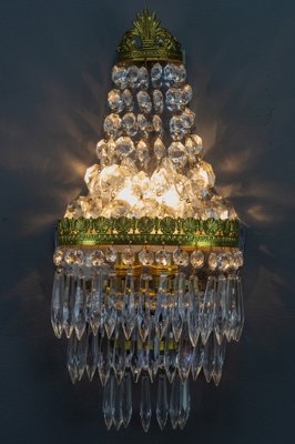 Empire Style Crystal and Brass Wall Lamp-KEG-989873