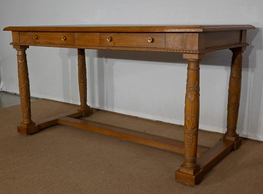 Empire Style Desk in Oak, 1950s-RVK-1421576