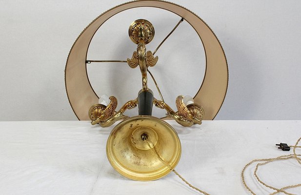 Empire Style Gilt Brass Lamp, Early 20th Century-RVK-1008614