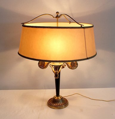 Empire Style Gilt Brass Lamp, Early 20th Century-RVK-1008614