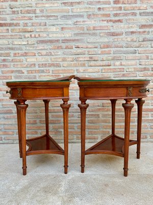 Empire Style Mahogany Nightstands with Bronze and Brass Details, 1930s, Set of 2-NOU-935518