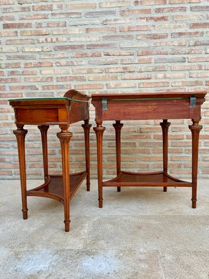 Empire Style Mahogany Nightstands with Bronze and Brass Details, 1930s, Set of 2-NOU-935518