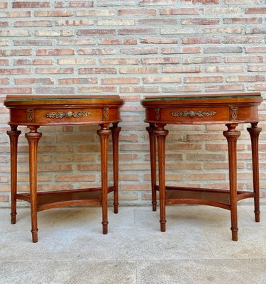 Empire Style Mahogany Nightstands with Bronze and Brass Details, 1930s, Set of 2-NOU-935518